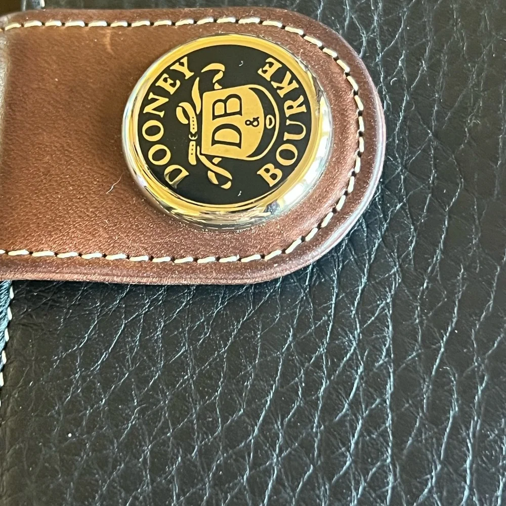 Dooney & Bourke Black and Brown Leather Long Zipper Wallet - Picture 2 of 7